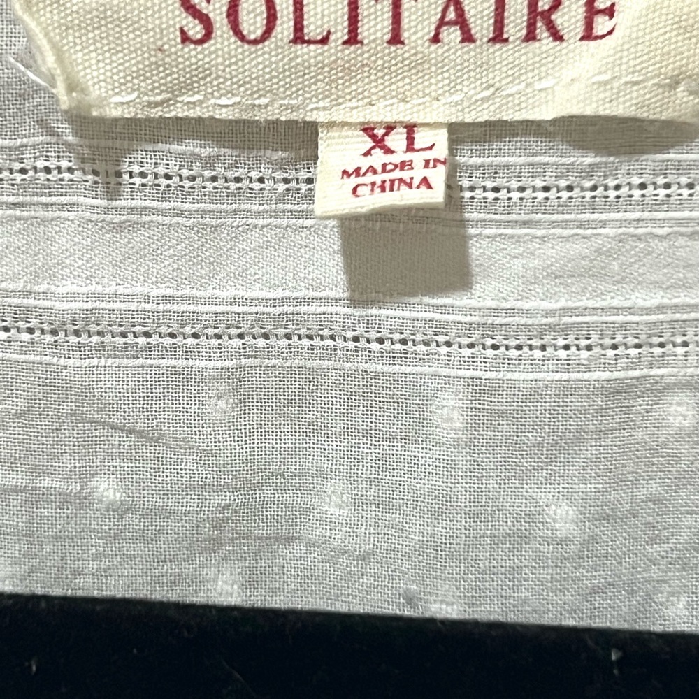 Solitaire White Boho  Top Flutter Sleeve Lace Blouse SZ XL EUC - Picture 2 of 8